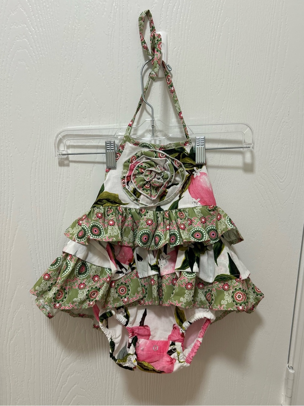 Gurlybird NWT Pink Lemon Ruffle Halter Romper Toddler Girl Size 18 Months
